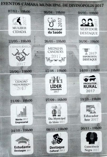 Câmara de Divinópolis terá 17 eventos de homenagens em 2017, com 289 homenageados Homenagens Carama Divinópolis - Divinews